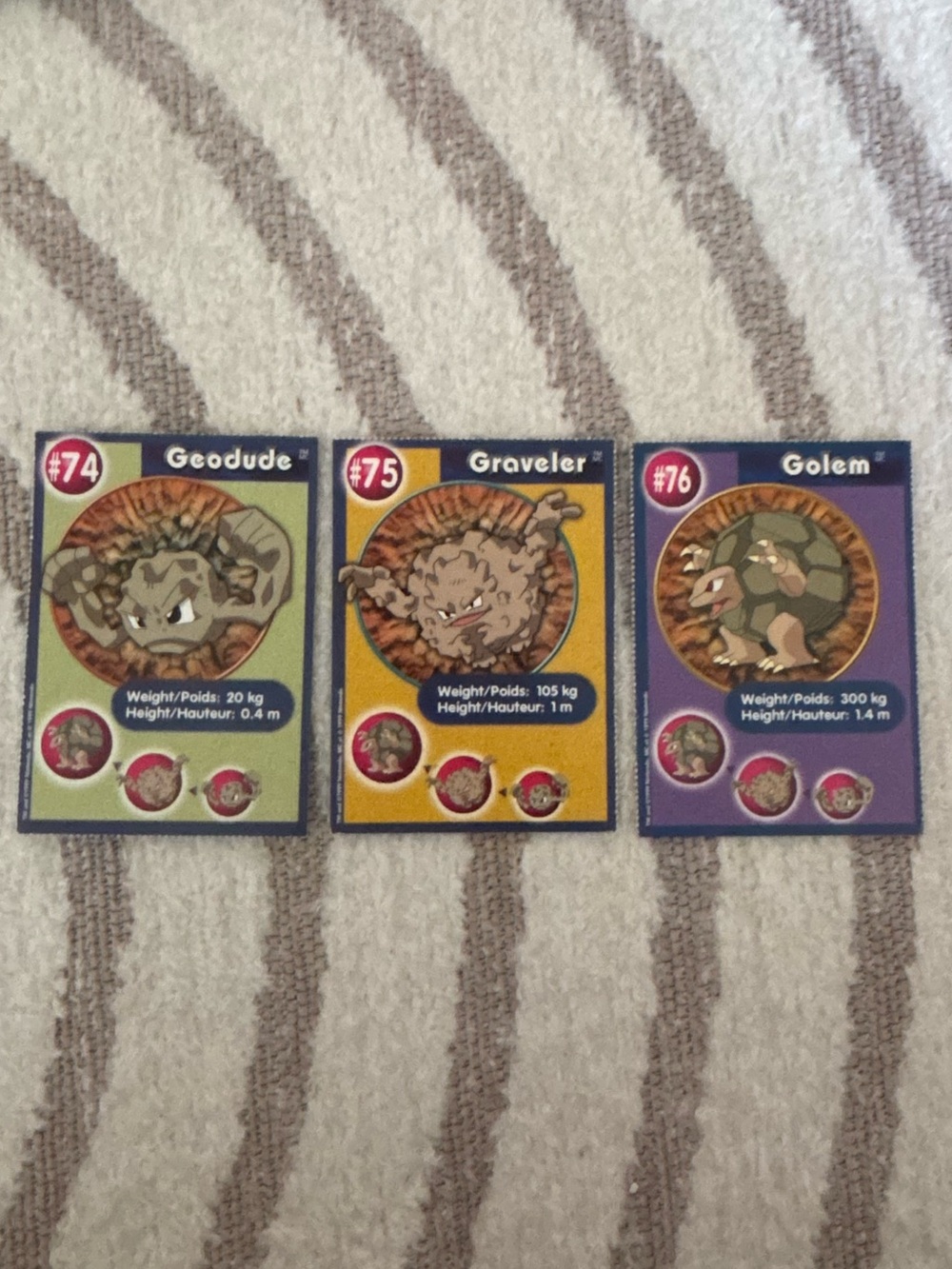 5/$25 1999 Burger King PokéTrivia Promo Card #74 Geodude #75 Graveler #76 Golem